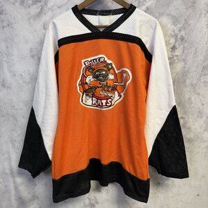 Vintage Roller Rats Hockey Jersey Mens Large Orange Athletic Knits